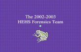 The 2002-2003 HEHS Forensics Team. happy smiles comfy clothes to bond