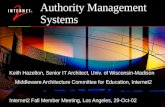 Authority Management Systems Keith Hazelton, Senior IT Architect, Univ. of Wisconsin-Madison Middleware…