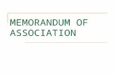 MEMORANDUM OF ASSOCIATION. Definition Of Memorandum Of Association According to sec(56) of the companies…