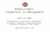 MI021/CS021 Computers in Management Sept. 11, 2006 Technology & Competitive Advantage: Strategy, Industry…