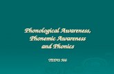 Phonological Awareness, Phonemic Awareness and Phonics TEDU 566.