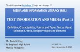 Media and Information Literacy (MIL) - Text Information and Media (Part 1)