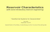Reservoir Characteristics - University of UtahReservoir Characteristics (with some introductory reservoir engineering) “Geothermal Systems for Geoscientists” Rick Allis September