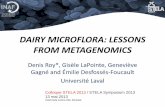 DAIRY MICROFLORA: LESSONS FROM METAGENOMICSdairyinfo.gc.ca/pdf/Presentation_STELA_1.3_Roy_e.pdf · DAIRY MICROFLORA: LESSONS FROM METAGENOMICS Denis Roy*, Gisèle LaPointe, ... Schukken