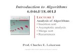 Introduction to Algorithms 6.046J/18 - MIT OpenCourseWare · PDF fileProblem sets 12. Describing algorithms ... September 7, 2005 Introduction to Algorithms L1.4 ... Input: 8 2 4 9