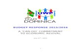 BUDGET RESPONSE 2015/2016 - dominicanewsonline.comdominicanewsonline.com/.../uploads/2015/...Budget.docx  · Web viewbudget response 2015/2016. a ‘can-do’ commitment to economic