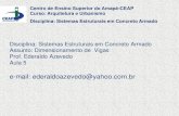 Centro de Ensino Superior do Amapá-CEAP Curso: Arquitetura ... · PDF fileDisciplina: Sistemas Estruturais em Concreto Armado Assunto: Dimensionamento de Vigas Prof. Ederaldo Azevedo