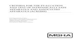Mine Safety and Health Administration (MSHA) - CRITERIA ... · PDF fileTITLE: Criteria for the Evaluation and Test of Intrinsically Safe Apparatus and Associated Apparatus MSHA Mine