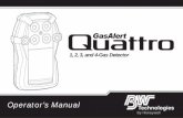 BW Technologies GasAlert Quattro User Manual - · PDF fileGasAlertQuattro Operator’s Manual 2 • Charge the detector before firs t-time use. BW Technologies by Honeywell recommends