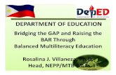 DEPARTMENT OF EDUCATION - · PDF fileIntroduce Oral Filipino starting the 2nd quarter focusing only on ... Araling Panlipunan, Math ... L2 Araling Panlipun an L4 Eng Grade II L1 Math
