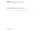 PET Vocabulary List - schulen-weesen-amden.ch · PDF filevalidation of the PET Vocabulary List are: • the Cambridge Learner ... Personal Vocabulary The content of the PET list is