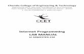 Internet Programming LAB MANUAL - Chendu College of ... · PDF fileInternet Programming LAB MANUAL VI SEMESTER CSE . 1.Write programs in Java to demonstrate the use of following components,