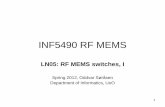 INF5490 RF MEMS - Forsiden - Universitetet i  · PDF file1 INF5490 RF MEMS LN05: RF MEMS switches, I . Spring 2012, Oddvar Søråsen . Department of Informatics, UoO