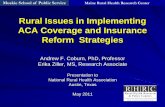 Rural Issues in Implementing ACA Coverage and Insurance ... · PDF fileOutline Background: Rural insurance coverage 101 (nature and scope of the problem) Focus on selected ACA strategies