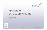 HF Radio Direction Finding - G4AXX · PDF fileHF radio direction finding is needed to monitor and control the ... using a third omnidirectional ... Ideally arrays of aligned antennas