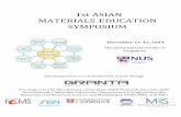 1st ASIAN MATERIALS EDUCATION SYMPOSIUM · PDF file1st ASIAN MATERIALS EDUCATION SYMPOSIUM December 11-12, 2014 ... (LCA) using software CES EduPack with Eco Audit Tool in design course.