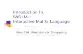 Introduction to SAS IML: Interactive Matrix Languagerejohnso/bios524/Introduction to SAS IML.pdf · Bios 524: Introduction to SAS IML 2 Getting Help!! Use the SAS OnLine Documentation