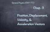General Physics (PHY 170) - Department of Physics and ...morse/P170Fa15-7.pdf · 1 General Physics (PHY 170) Position, Displacement, Velocity, & Acceleration Vectors Chap. 3