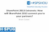 SharePoint 2013 Extranets: How will SharePoint 2013 ... 2013 Extranets: How will SharePoint 2013 connect you to ... â€¢ SharePoint 2013 authentication: ... â€¢ The site and