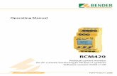 RCM420-V1.00 TGH en 20061121 - Bender Benelux1].00_TGH_en.pdf · Operating Manual RCM420 Residual current monitor for AC current monitoring in TN and TT systems Software version: