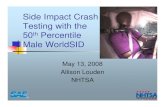 Side Impact Crash Testing with the 50th Percentile - nhtsa.gov · PDF fileSide Impact Crash Testing with the 50th Percentile Male WorldSID May 13, 2008 Allison Louden NHTSA