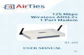 USER MANUAL - SetupRoutersetuprouter.com/router/airties/air5452ft/manual-1359.pdf · Installation Settings ... user-friendly ADSL Utility Program and User Manual ... If you do not