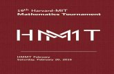 19th Harvard-MIT Mathematics Tournament · PDF fileW elcome to the 2016 Harvard-MIT February Math Tournament. We ... 55 OCMC Yen. Yen. D D 56 Octachorons E105 Sever 110 C C 57 PEARL