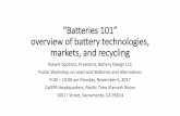 “Batteries 101” overview of battery technologies, markets ... · PDF file06.11.2017 · “Batteries 101” overview of battery technologies, markets, and recycling Robert Spotnitz,