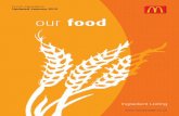 Food: Ingredients Updated January 2012 our - · PDF fileOur menu is based on staple foods such as meat, fish, potatoes, eggs, milk and grain. High quality ingredients are used and