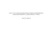 CITY OF PHILADELPHIA PROCUREMENT DEPARTMENT CONTRACT LOG ... of Philadelphia... · CITY OF PHILADELPHIA PROCUREMENT DEPARTMENT CONTRACT LOG JULY 2017 LEGEND Column Titles/Abbreviation