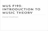 MUS F193: Introduction to Music Theory · PDF file07.05.2013 · What we’ll talk about Next Week... •Brief history of music theory, music notation, written music •The basic grammar