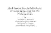 An#Introduc+on#to#Mandarin#  · PDF fileImportance#of#Mandarin# • Number#of#Mandarin#speakers# • Number#of#ESL#learners#with#Mandarin#as#L1#