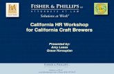 California HR Workshop for California Craft · PDF fileCalifornia HR Workshop for California Craft Brewers ... at your brewery or at events are considered ... The internship is similar