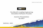 The World’s Leading Engineering Simulation Software Providerinvestors.ansys.com/~/media/Files/A/Ansys-IR/quarterly-reports/1q... · The World’s Leading Engineering Simulation