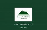 ASM International NV - asmivaluecreation.com Presentation_FINAL_4.19... · Eminence is currently the second-largest shareholder in ASM International (ASMI) owning ~5.7 million shares