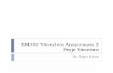 EM302 Yöneylem Araştırması 2 Proje Yönetimi - …web.itu.edu.tr/kabak/dersler/EM302/pdf/YAII_h08_proje_yonetimi.pdf · Proje yönetimi Organizasyonlar ilerini ilemler veya projeler