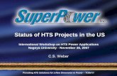 Status of HTS Projects in the US - SuperPower · PDF fileStatus of HTS Projects in the US ... • Demonstration of technical & commercial viability of underground ... 4000 A HTS cables