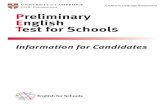 Preliminary English Test for Schools - Wikispaces · PDF fileket for schools information for candidates 2 Why take the Preliminary English Test (PET) for Schools? Success in the Preliminary
