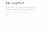 CLASSICS ADMISSIONS ASSESSMENT THREE- AND  · PDF fileclassics admissions assessment three- and four-year courses content specification 2017 . ... doctrina, -ae, f.: