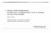 Peak Performance Strategic Stewardship for Planned · PDF filePEAK PERFORMANCE: STRATEGIC STEWARDSHIP FOR PLANNED GIVING PROGRAMS April 14, 2011 04/15/2011 Footer 1 Katherine Swank,