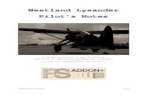 Westland Lysander Pilot's Notes - RCGroupsonline.simmarket.com/fsaddon/FSADLysanderManual.pdf · Westland Lysander Pilot’s Notes . A Flight Simulator X add-on product ... pilots