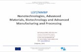 LEIT/NMBP Nanotechnologies, Advanced Materials ... LEIT NMBP.pdf · LEIT/NMBP Nanotechnologies, Advanced Materials, Biotechnology and Advanced Manufacturing and Processing NCP Adriana