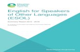 English for Speakers of Other Languages (ESOL) · PDF fileThe English for Speakers of Other Languages (ESOL) programme covers the four skills ... progression pathway to college provision