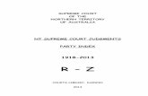 NT SUPREME COURT JUDGMENTS PARTY · PDF fileNT SUPREME COURT JUDGMENTS PARTY INDEX 1918-2013 ... (NT) - Bailey J) {Transcript} 2000/ 3 November 2000 R v Bara ... R v Bird 56 NTR 17;