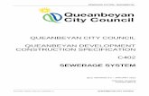 QUEANBEYAN CITY COUNCIL QUEANBEYAN · PDF fileSPECIFICATION C402: SEWERAGE SYSTEM ... Control of Traffic ... AS1289.5.4.1-2007 Soil compaction and density tests -Compaction control