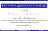 Palindromic sequences in Number Theory -  · PDF filePalindromic sequences in Number Theory Amy Glen The Mathematics Institute @ Reykjavík University amy.glen@gmail.com