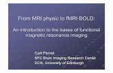 From MRI physic to fMRI BOLD - University of · PDF fileFrom MRI physic to fMRI BOLD: ... ♦ Earth's magnetic field = 0.5G ... ♦ 1st NMR experiment in 1945, 1 st MRI Image in 1972