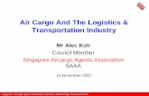 Air Cargo And The Logistics & Transportation · PDF fileAir Cargo And The Logistics & Transportation Industry Mr Alec Koh Council Member Singapore Aircargo Agents Association SAAA
