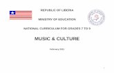 CURRICULUM FOR MUSIC &  · PDF fileNATIONAL CURRICULUM FOR GRADES 7 TO 9 MUSIC & CULTURE ... went into this exercise. ... Tonic solfa 3. Singing/Playing: