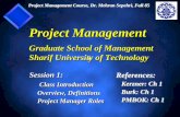 In Search Of Excellence In Project Management - Sharifgsme.sharif.edu/~projectmanagement/PMSession1.pdf · Overview, Definitions Project Manager Roles ... Explain Basic PM Concepts,
